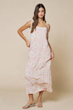 Seashell Embroidery Shoulder Tie Max Dress : LT PINK / M