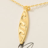 Gold Dipped Surf Board Pendant Necklace: GD