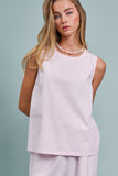Minimalist Keyhole Back Linen Sleeveless Top: WHITE / S-M-L:2-2-2