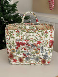 Quilted Floral Soft Side Storage Tote: Off White/Peony