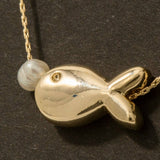 Pearl Bead And Fish Charm Dainty Chain Necklace: G