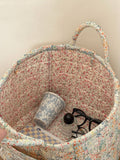 Quilted Floral Storage Tote: Pink Green Floral