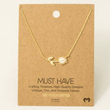 Gold Dipped Dainty Tulip Pendant Necklace: G