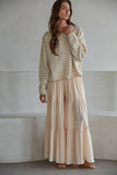W2537 | Knit Polyester Acrylic Striped Sweater Cardigan : Dusty Mint / S