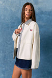JACKET WITH GINGHAM CONTRAST: WHITE-NAVY GINGHAM / S