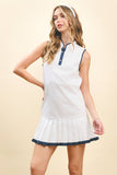 CD05707-Motion Contrast Trim Accent Athleisure Dress: White / S