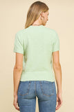 SOFT YARN SHORT SLEEVE SWEATER TOP - 5433W: IVORY / L