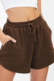 Plain High Waist Drawstring Shorts ZZKF805: Gray / M