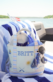 Icon Mini Canvas Tote - Embroidered: Butter & Blue Stripes