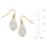 Gold with Large Genuine Baroque Freshwater Pearl Earrings