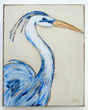 Blue Heron hand painted | coastal beach nautical: 8x10 standard canvas