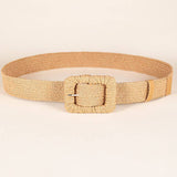 WOVEN SQUARE BUCKLE ELASTIC WAISTBAND_CWABE0438: KHAKI / (OS) 2