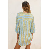 Morning Pages Tie Detail Tunic Shirt: TROPICAL BREEZE / S-M-L(2-2-2)