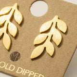 Mini Gold Dipped Leafy Branch Stud Earring: G