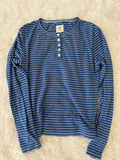 Striped Soft Button Loungewear Long Sleeve Top: Small / Long Sleeve Top