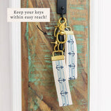 Anchor Blue Ombre Stripe Keychain | Coastal Gift | Key Fob