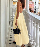 Vacation yellow backless strap maxi dress: Yellow / M