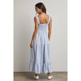 STRIPED SMOCKED MAXI DRESS / WL25-12218: TAUPE/WHITE / M