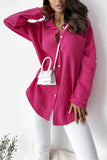 Plain Texture Button Up Pocket Blouse Shirt ZK898: Pink / S