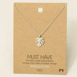 Hammered Monstera Leaf Pendant Necklace: G