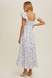 FLORAL RUFFLED MIDI DRESS / WL24-9542: PUNCH COMBO / L