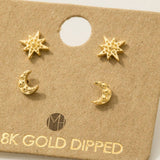 Mini Star Moon Stud Earrings Set: G