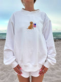 White American Flag Dog Mockneck Sweatshirt 100% Cotton: White / Large