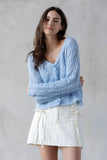JT7701-SKY BLUE TEXTURED CARDIGAN: SKY BLUE / L