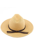 C.C Straw Panama Hat with Tied Ribbon: Multi Brown