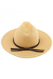 C.C Straw Panama Hat with Tied Ribbon: Gray/Black