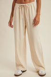 LINEN STRAIGHT PANTS / WL25-11555: WHITE / L