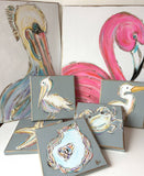 Pelican canvas art textured coastal beach tropical