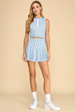 CT9089-Motion Houndstooth Patterned Sleeveless Top: Pink / L
