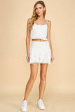 CS3760-Motion Pointelle Polka Dot Double Layer Skirt: White / S