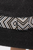 Aztec Tribal Pattern Band Straw Summer Sun Hat: Taupe