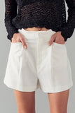 High Waist Hidden Closure Pleated Shorts - Junior Style: WHITE / S-2/M-2/L-2