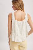FLORAL RUFFLE TANK TOP / WL25-11870: BLUE COMBO / S