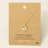 Round Wave Coin Pendant Necklace: WH