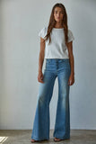 L8746 | Knit Cotton Round Neck Short Sleeve Crop Top: Off White / M