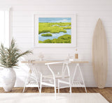 Salt Marsh Landscape Coastal Wetlands Watercolor Print : 5x7 (8x10 mat)