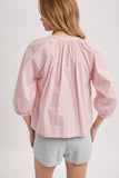 STRIPED BUTTON-UP BLOUSE / WL25-12254: BLUE/OFF WHITE / S