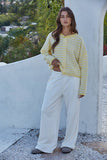 W2537 | Knit Polyester Acrylic Striped Sweater Cardigan : Dusty Mint / L