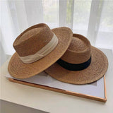 BEACH VACATION SUN FEDORA STRAW HATS FOR WOMEN_CWAH1151: BEIGECOFFEE / (OS) 1