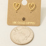 Gold Dipped Wire Heart Stud Earrings: G