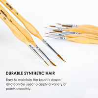 11 Pcs Miniature Detail Paint Brush Set With Natural Wood Handle