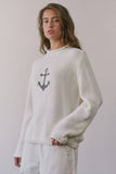 NSW2735-2 Coastal Anchor Knit Sweater: CREAM BLUE / S-M-L (3-2-1)