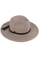 C.C Straw Panama Hat with Tied Ribbon: Multi Brown