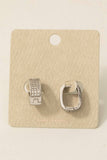 Pave Wide Oval Hinge Hoop Earrings: S