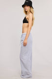 Stripe Boxer Wide Leg Pajama Pants: Pink / L