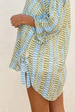 Morning Pages Tie Detail Tunic Shirt: TROPICAL BREEZE / S-M-L(2-2-2)